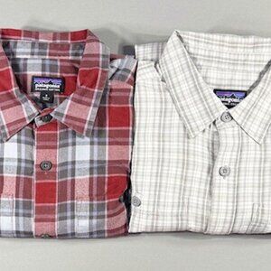 Lot of 2 Patagonia Men's Long Sleeve Flannel Button-Up Shirts Size S